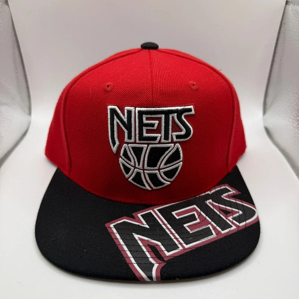 Mitchell & Ness New Jersey Nets Snapback Hat Red Black NBA Original‎ Fit Cap